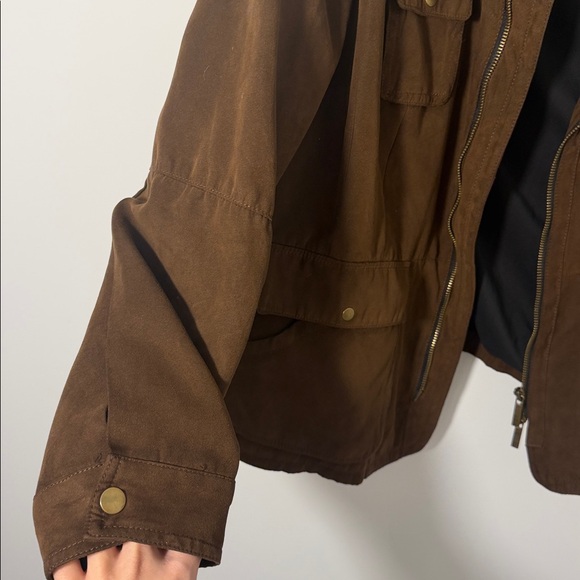 Kenneth Cole Dark Brown Faux Suede Military Jacket - Picture 4 of 7